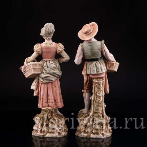Старинная статуэтка из фарфора С рынка, пара, Royal Dux, Чехия, нач. 20 в.