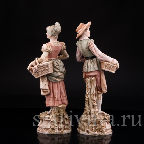 Старинная статуэтка из фарфора С рынка, пара, Royal Dux, Чехия, нач. 20 в.