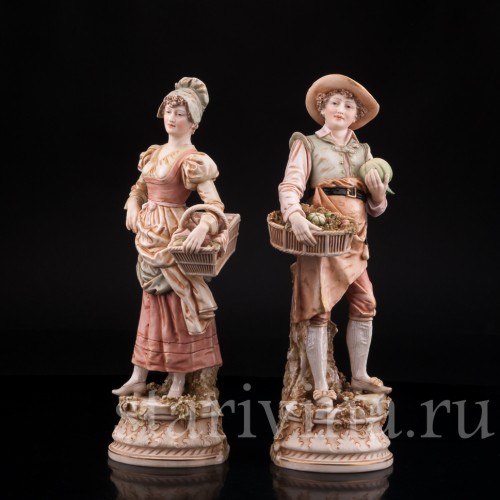 Старинная статуэтка из фарфора С рынка, пара, Royal Dux, Чехия, нач. 20 в.