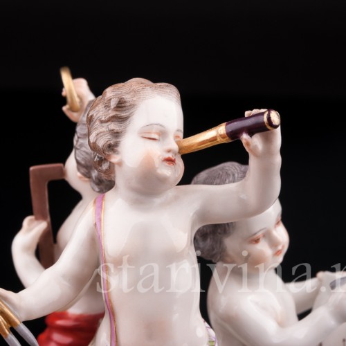 Антикварная фарфоровая композиция Астрономия, три путти, аллегория науки, Meissen, Германия, кон. 19 - нач. 20 вв.