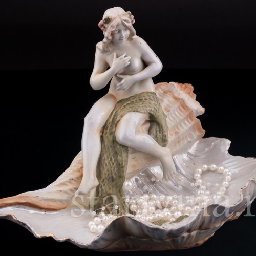 Старинная фарфоровая композиция Девушка и крабы, ваза, , нач. 20 в.