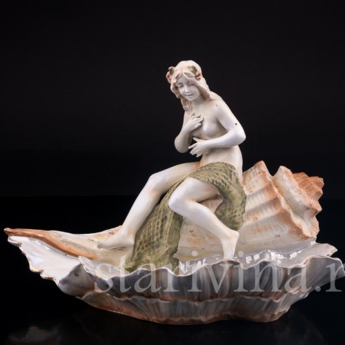 Старинная фарфоровая композиция Девушка и крабы, ваза, , нач. 20 в.