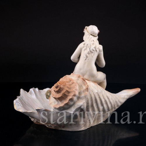 Старинная фарфоровая композиция Девушка и крабы, ваза, , нач. 20 в.