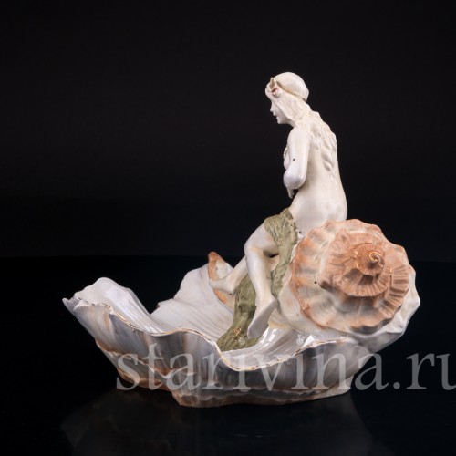 Старинная фарфоровая композиция Девушка и крабы, ваза, , нач. 20 в.