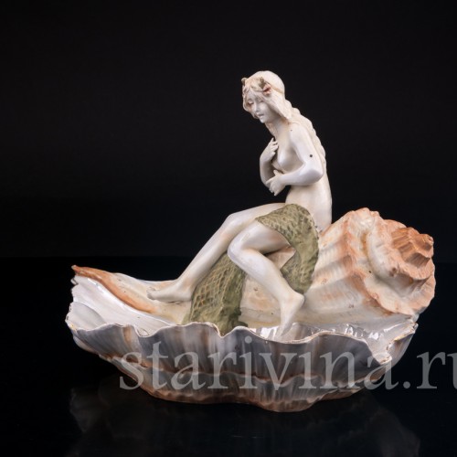 Старинная фарфоровая композиция Девушка и крабы, ваза, , нач. 20 в.