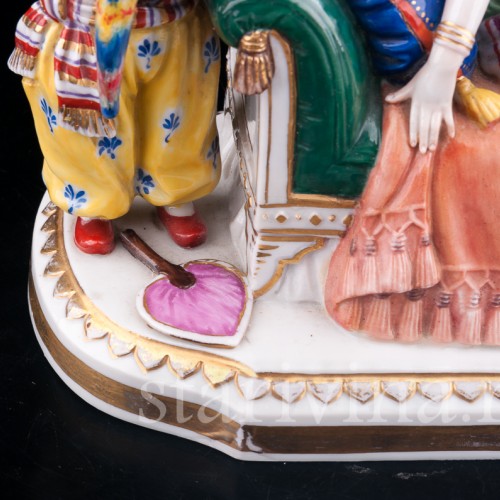 Одалиска и арапчонок с попугаем, лампа, Muller & Co, Германия, нач. 20 в