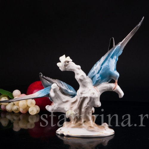 Фарфоровая статуэтка птиц Волнистые попугаи, Hutschenreuther, Германия, 1970 гг.