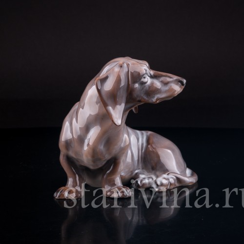 Статуэтка собаки из фарфора Такса, Rorstrand, Швеция, кон. 19 - нач. 20 вв.