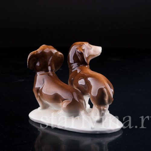 Фарфорвая статуэтка собак Две таксы, Wagner & Apel, Германия, 1951-74 гг.