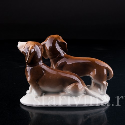 Фарфорвая статуэтка собак Две таксы, Wagner & Apel, Германия, 1951-74 гг.