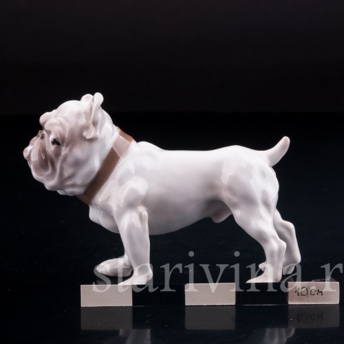 Фигурка собаки из фарфора Английский бульдог, "Забияка", Bing & Grondahl, Дания, сер. 20 в.