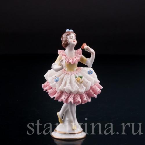 Девочка, кружевная, миниатюра, Volkstedt, Германия, вт. пол. 20 в