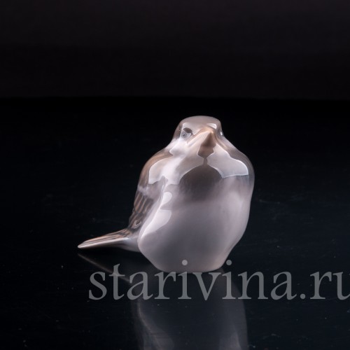 Статуэтка птицы из фарфора Воробей, миниатюра, Royal Copenhagen, Дания, 1967 г.