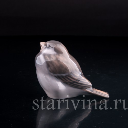 Статуэтка птицы из фарфора Воробей, миниатюра, Royal Copenhagen, Дания, 1967 г.