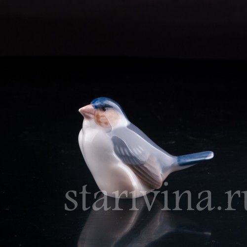 Фарфорвая статуэтка птицы Синица, миниатюра, Royal Copenhagen, Дания, 1957 г.