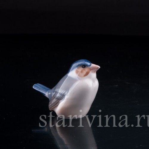 Фарфорвая статуэтка птицы Синица, миниатюра, Royal Copenhagen, Дания, 1957 г.