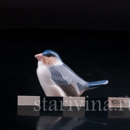 Фарфорвая статуэтка птицы Синица, миниатюра, Royal Copenhagen, Дания, 1957 г.