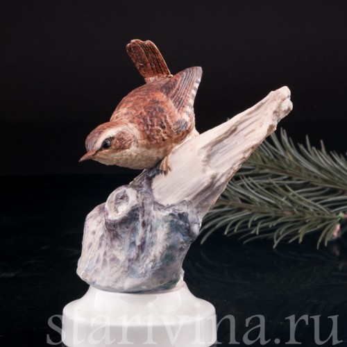 Фигурка птицы из фарфора Крапивник, Англия, вт. пол. 20 в.