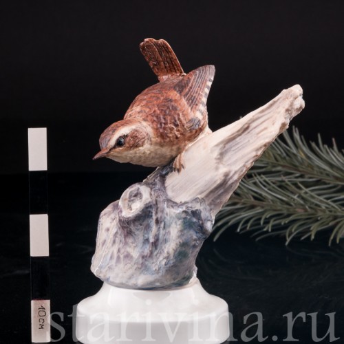 Фигурка птицы из фарфора Крапивник, Англия, вт. пол. 20 в.