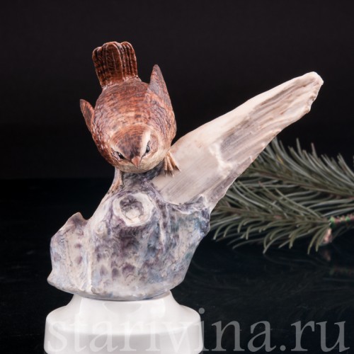 Фигурка птицы из фарфора Крапивник, Англия, вт. пол. 20 в.