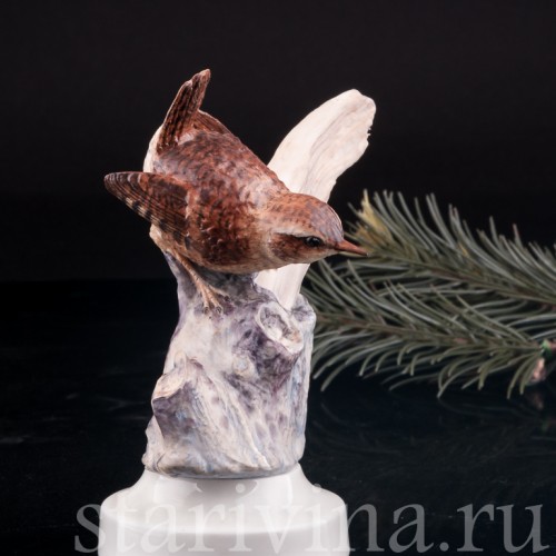 Фигурка птицы из фарфора Крапивник, Англия, вт. пол. 20 в.