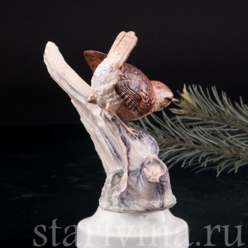 Фигурка птицы из фарфора Крапивник, Англия, вт. пол. 20 в.