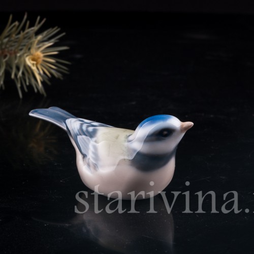 Статуэтка птицы из фарфора Лазоревка, Royal Copenhagen, Дания, 1955 г.