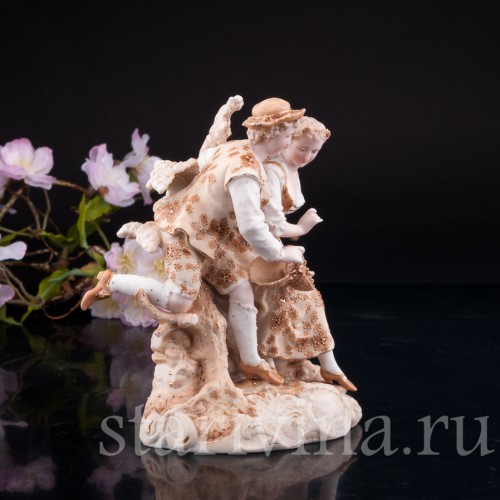 Старинная фигурка из фарфора Пара влюбленных, Volkstedt, Германия, кон. 19 в.