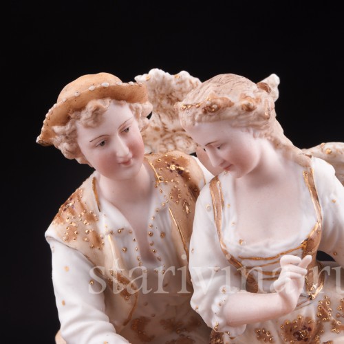 Старинная фигурка из фарфора Пара влюбленных, Volkstedt, Германия, кон. 19 в.