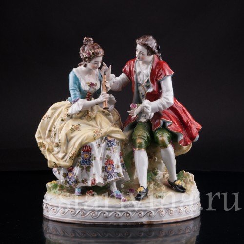 Статуэтка из фарфора Пасторальная пара, Volkstedt, Германия, до 1935 г.