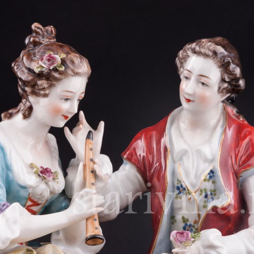 Статуэтка из фарфора Пасторальная пара, Volkstedt, Германия, до 1935 г.