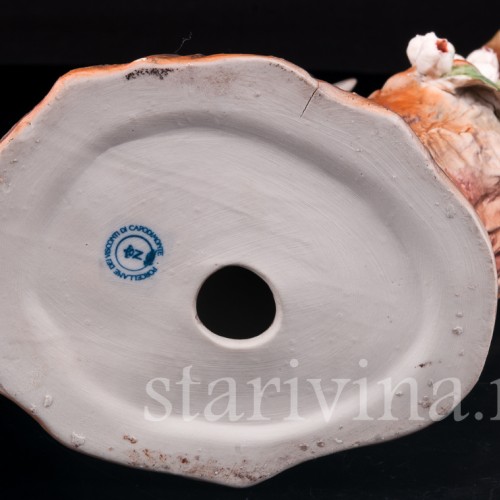 Фарфоровая фигурка птицы Дятел на дереве, Capodimonte, Италия, вт. пол. 20 в.