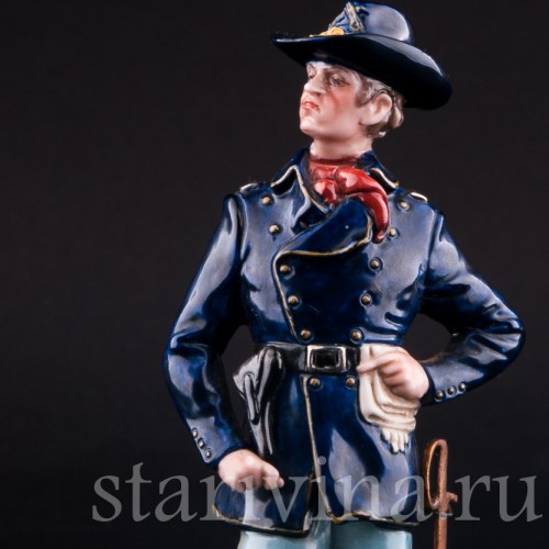 Фигурка солдата из фарфора Американский кавалерист, Bruno Merli, Италия, сер. 20 в.