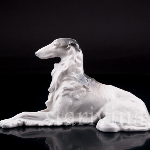 Фарфорвая статуэтка собаки Борзая, Metzler & Ortloff, Германия, 1930-72 гг.