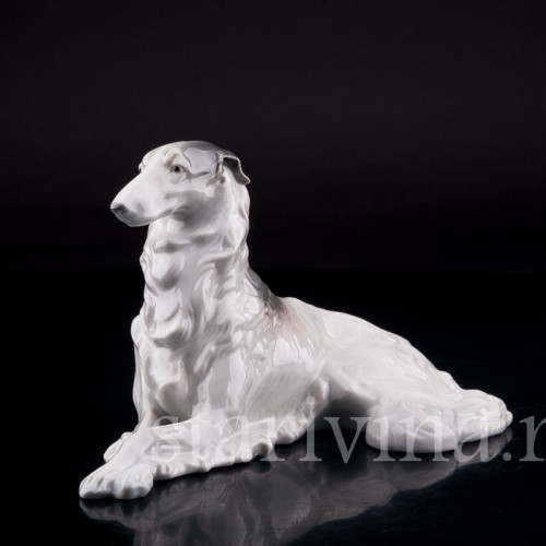 Фарфорвая статуэтка собаки Борзая, Metzler & Ortloff, Германия, 1930-72 гг.
