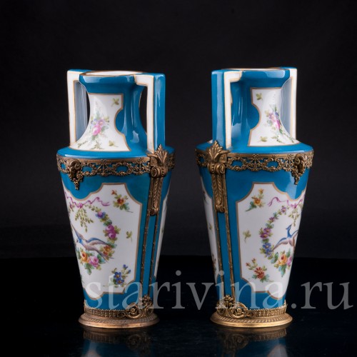 Две вазы "Райские птицы", Франция, 19 в