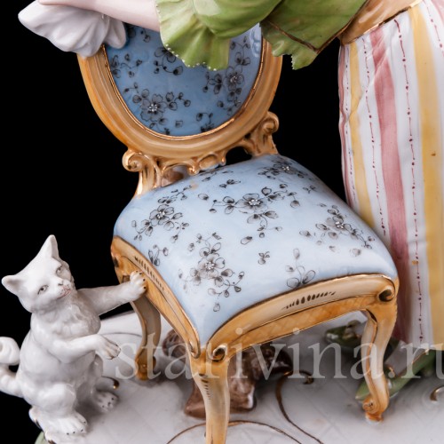 Горничная с кошкой, Volkstedt, Германия, кон. 19 в