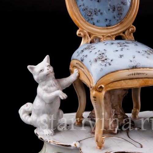 Горничная с кошкой, Volkstedt, Германия, кон. 19 в