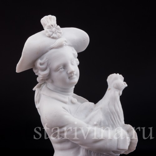 Фигурка из фарфора Мальчик с петухом, Meissen, Германия, 19 в.