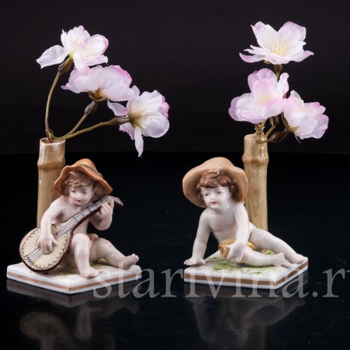 Статуэтка детей из фарфора Два путти, Ernst Bohne Sohne, Германия, нач. 20 в.