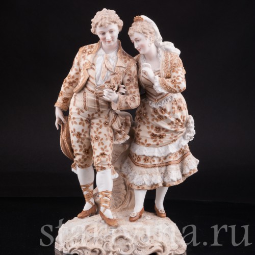 Антикварная статуэтка из фарфора Пара в испанских костюмах, Volkstedt, Германия, кон. 19 в.