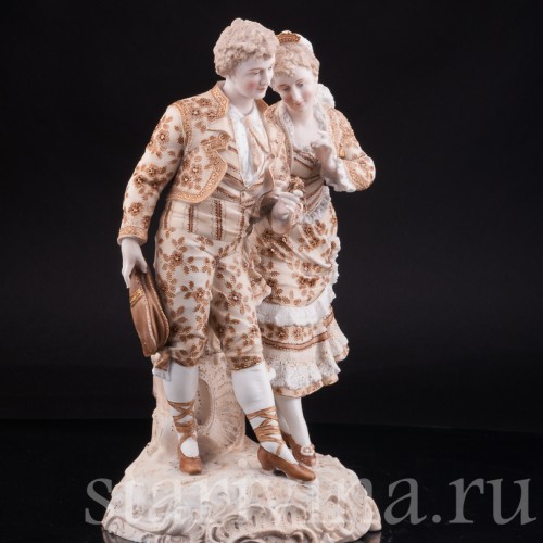 Антикварная статуэтка из фарфора Пара в испанских костюмах, Volkstedt, Германия, кон. 19 в.