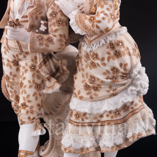 Антикварная статуэтка из фарфора Пара в испанских костюмах, Volkstedt, Германия, кон. 19 в.