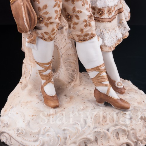 Антикварная статуэтка из фарфора Пара в испанских костюмах, Volkstedt, Германия, кон. 19 в.