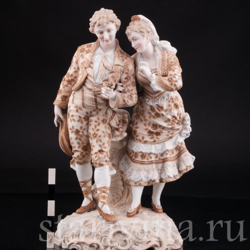 Антикварная статуэтка из фарфора Пара в испанских костюмах, Volkstedt, Германия, кон. 19 в.