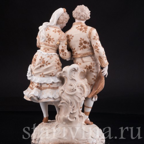 Антикварная статуэтка из фарфора Пара в испанских костюмах, Volkstedt, Германия, кон. 19 в.