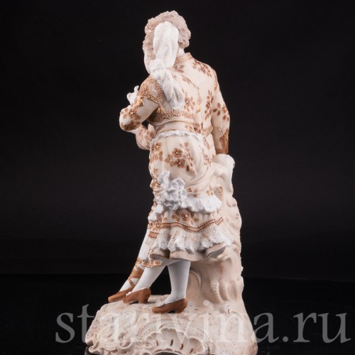 Антикварная статуэтка из фарфора Пара в испанских костюмах, Volkstedt, Германия, кон. 19 в.