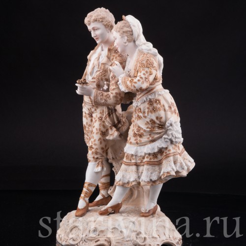 Антикварная статуэтка из фарфора Пара в испанских костюмах, Volkstedt, Германия, кон. 19 в.