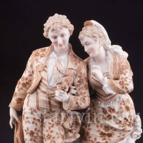 Антикварная статуэтка из фарфора Пара в испанских костюмах, Volkstedt, Германия, кон. 19 в.