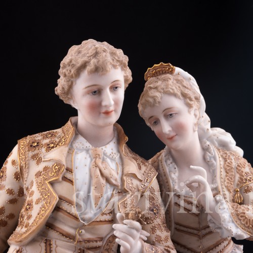 Антикварная статуэтка из фарфора Пара в испанских костюмах, Volkstedt, Германия, кон. 19 в.